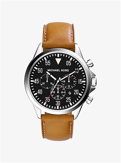 michael kors gage silver tone leather watch|Gage Silver.